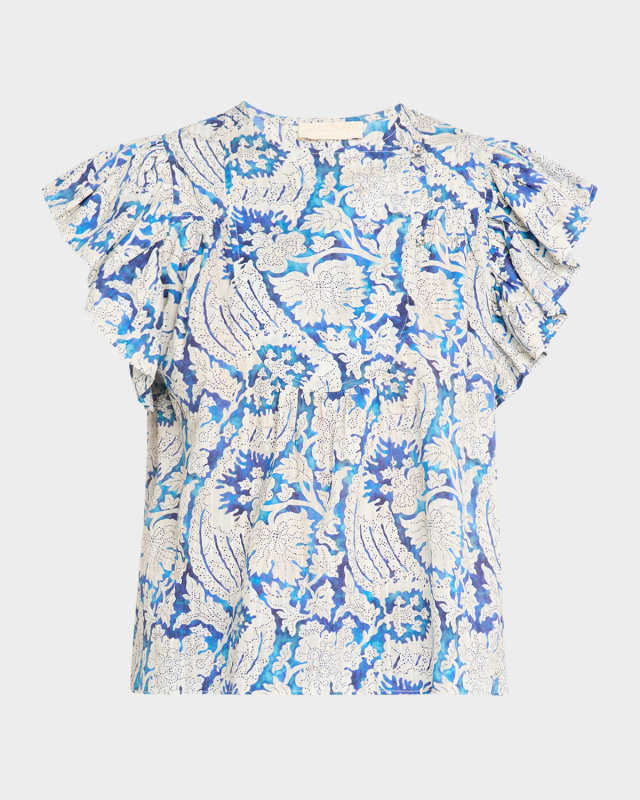 Sienna Flutter-Sleeve Blouse